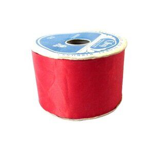 VTG Large Roll Solid Red Offray Satin Ribbon Christmas Valentines 2.5" Wide NOS